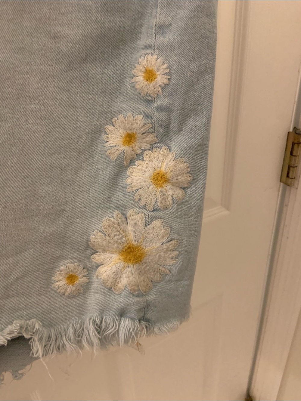 DRIFTWOOD Light Blue Denim Bermuda Daisy Appliqué Shorts - Picture 2 of 4